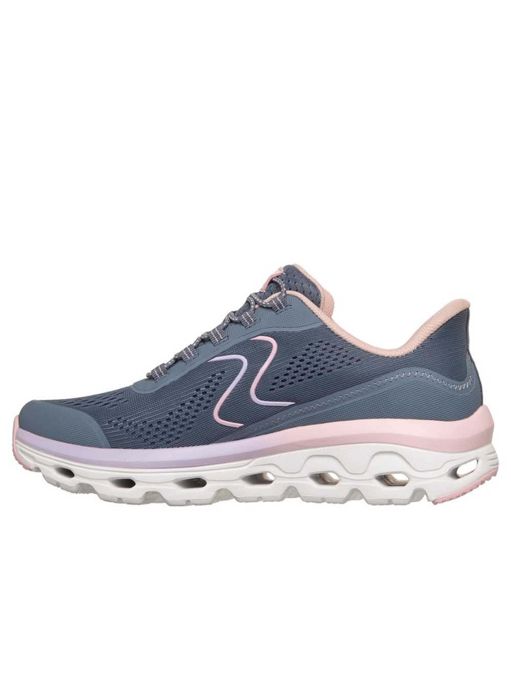 NEW Skechers Glide-Step Athletic Walking Shoe - Blue Pink - Picture 2 of 5